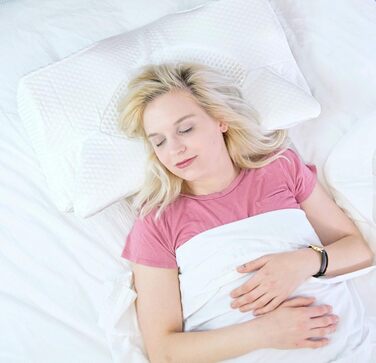 Ортопедична подушка Elviros з Memory Foam для тих, хто спить на боці, з підтримкою шиї, проти болю в шиї та плечах, 64 x 12,5/10,5 x 38 см, темно-сірий