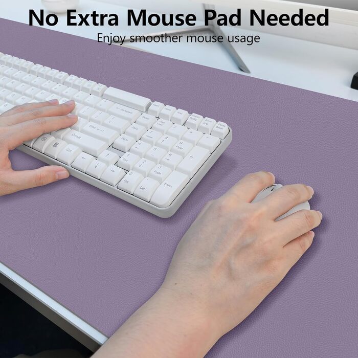 Килимок для столу та миші XXL Niviy (80x40 см), водонепроникна підкладка зі штучної шкіри PU, захисний килимок для офісу та дому, лавандовий