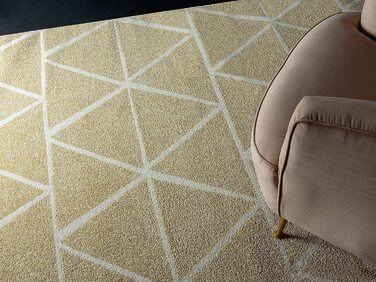 Сучасний м'який дизайнерський килим з м'яким ворсом, що не вимагає особливого догляду, стійкий до фарбування, привабливий, трикутний, сіро-білий, (160 x 220 см, бежевий трикутник)