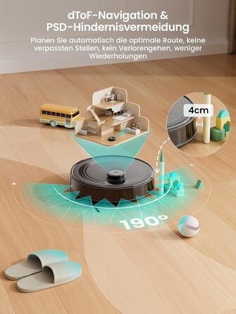 Робот-пилосос LEFANT M2 з функцією миття, 6000Pa, LiDAR-навігація, зони заборони, 140 хв, багатоступінчасте мапування, для тварин, килимів та твердих підлог (M2S-B)