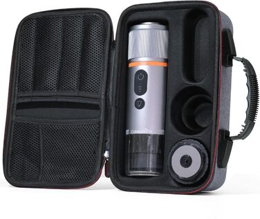 CONQUECO Портативна Еспресо-машина: Електрична кавомашина 12V для авто та подорожей. Сумісна з капсулами NS та меленою кавою (Сірий, 3 шт.)