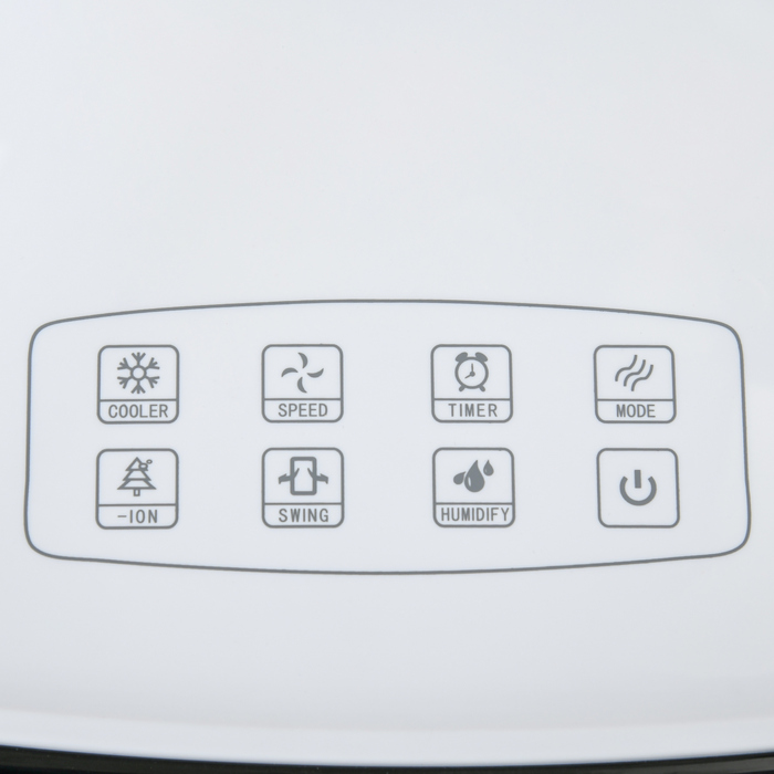 Мобільний кондиціонер 10л 4-в-1 з водяним охолодженням, зволоженням повітря, таймером на 8 годин, пультом дистанційного керування, для приміщень до 20㎡, потужністю 60W, матеріал корпусу ABS, колір білий+чорний, розміри 38,2 x 31,6 x 76 см