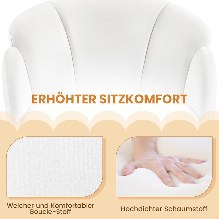 Крісло офісне Yaheetech, біле, 360° обертання, з м'яким сидінням, для дому/офісу