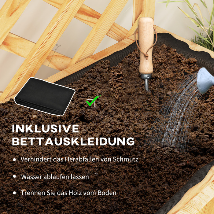 Підвищене грядка з шпалером, ящик для квітів, 2 полиці, дренажні отвори, 76 x 33 x 177 см