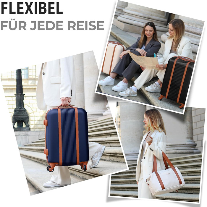 Набір валіз FERGÉ Milano 5-ти частинний (3 розміри) + сумка + органайзер - чорний