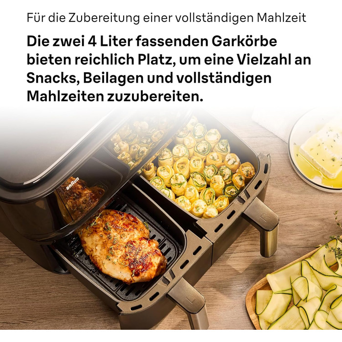 Фритюрниця повітряна Braun MultiFry 3 HF 3030, 4.3 л, 1500 Вт, цифрове керування, 8 програм, чорна