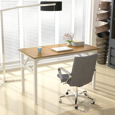 Складний стіл-трансформер 120x60 см: комп'ютерний, офісний, обідній - з дерева та металу, білий (тіковий відтінок)