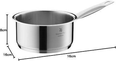 Каструля WMF Gourmet Plus 16 см без кришки, 1,4 л, з нержавіючої сталі Cromargan, з мітками об'єму