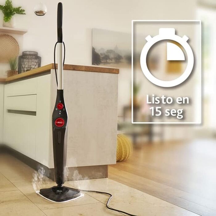 Пароочисник Vileda Steam Plus, гігієнічне миття підлоги, видаляє до 99,9 бактерій і вірусів*, для будь-якої підлоги, ідеально підходить для килимів