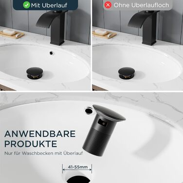 Змішувач для ванної кімнати FORIOUS з водоспадом, одноручний, для умивальника, хром, висота виливу 80 мм, економія води та енергії