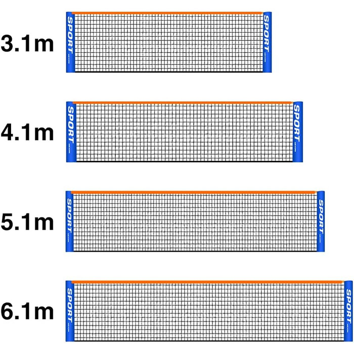 Ха-ха-ха портативна Тенісна сітка, складна сітка для бадмінтону, дитяча, для дорослих, для занять спортом в приміщенні / на відкритому повітрі, тренувальна сітка для футболу, тенісу, волейбольна сітка для саду, заднього двору, пляжу (4,1 м 410 х 86 см)