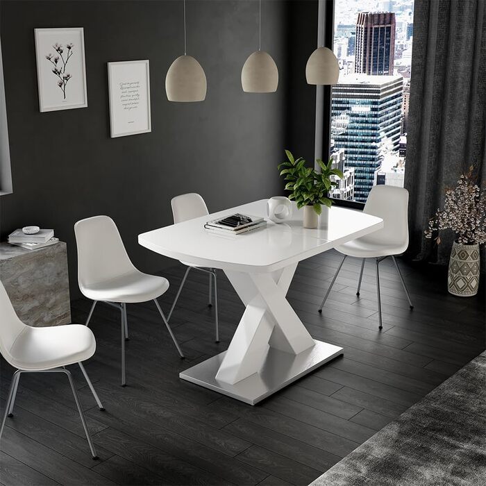 Розсувний обідній стіл Vicco Chinto, 120-160 x 80 см, чорний/білий