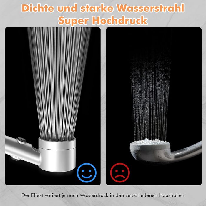 Фільтр для душу MEKO з високим тиском, ручна лійка з 15-шаровою системою фільтрації, шланг 1,5 м, 3 режими, економія води, видаляє хлор, жорстку воду, важкі метали (срібло)