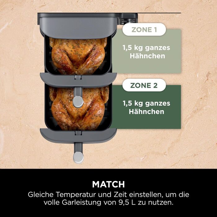 Фритюрниця Ninja Foodi FlexDrawer AF500EUCP: 7-в-1, Dual Zone, Airfryer з подвійними зонами, чорний & мідний колір
