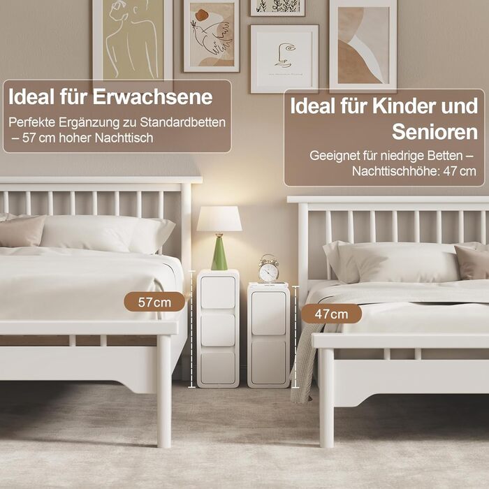 Нічний столик AQIMUELE з 2 шухлядами, білий, 30 см, без встановлення, з обшивкою з екошкіри, для спальні/вітальні