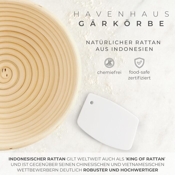 Набір для випікання хліба: корзина для бродіння, набір для закваски та аксесуари | корзина з ротангу 25 см, аксесуари для закваски, датський вінчик | набір для випікання хліба