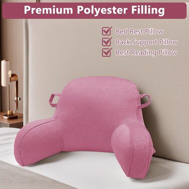 Лежак-подушка для читання, м'який лежак з підлокітниками для дорослих та дітей, рожевий