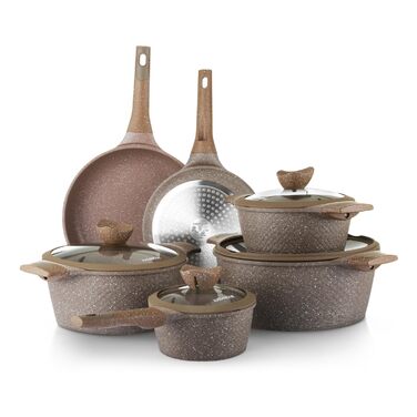 Набір каструль та сковорідок KASANOVA з антипригарним покриттям, індукційне дно, 4-шарове покриття, сучасний дизайн