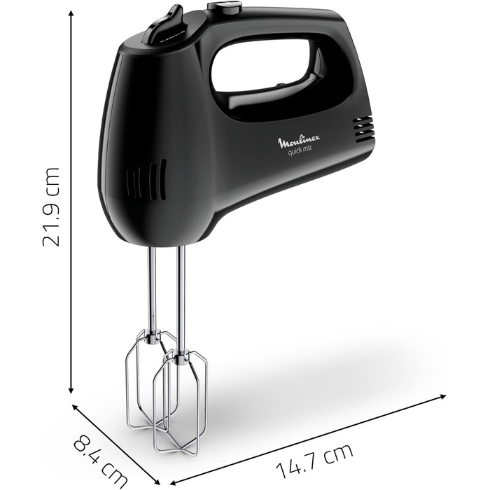 Міксер ручний Moulinex Quickmix HM3108 300 Вт, 5 швидкостей, нержавіюча сталь, чорний