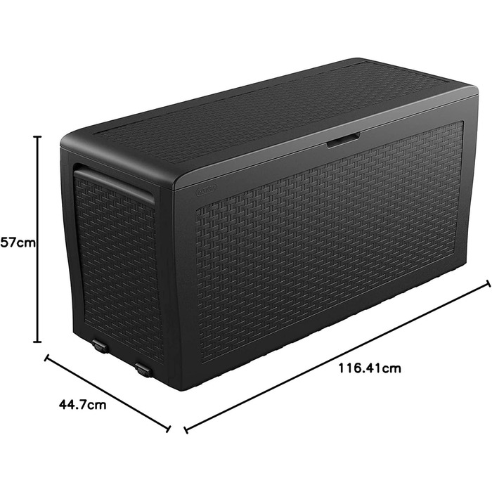Ящик для зберігання Keter Truhe Samoa 270л, графіт, з імітацією ротанга, 116.7x44.7x57 см