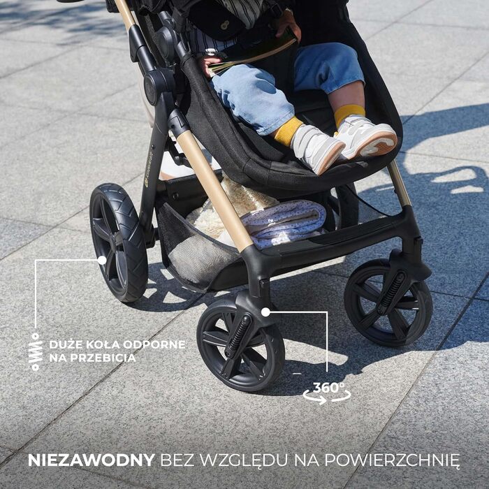 Дитяча коляска Kinderkraft MOOV2 4 в 1 з автокріслом I-SIZE, бежевий PRO, до 22 кг