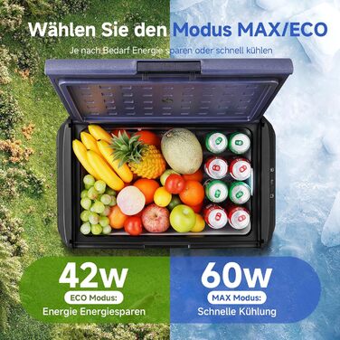 Автомобільний компресорний холодильник AAOBOSI 60л: IPX4, -20°C/+20°C, 12/230V для авто, кемпінгу, подорожей