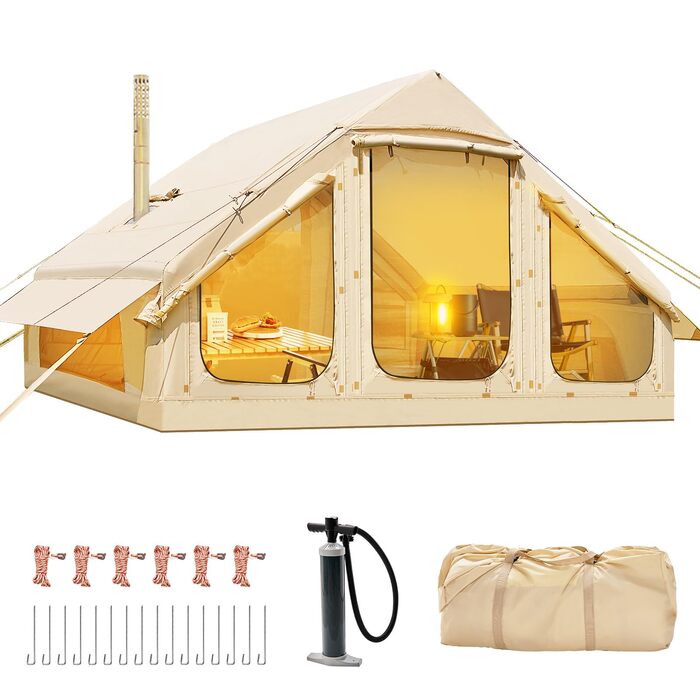 Надувний намет для кемпінгу Oxford 4-6 осіб, водонепроникний, Air Glamping - швидкозбірний намет для відпочинку на природі