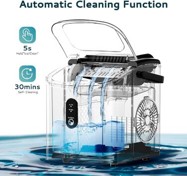 Машина для приготування льоду EUHOMY – компактна, автоматична, з очищенням, для кухні/офісу/спальні