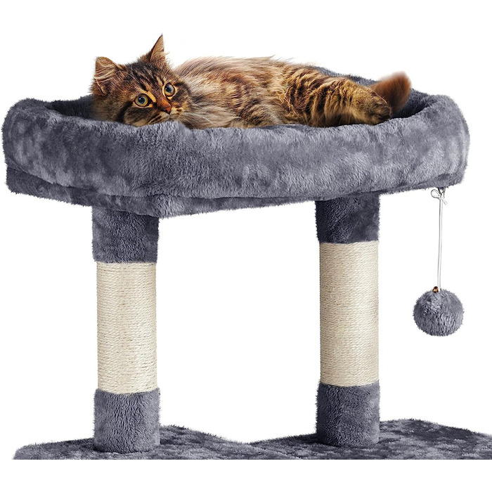 Кігтеточка для котів Yaheetech Cat Tree 159см Міцне котяче дерево з котячими печерами та платформами Ігровий будиночок для котів темно-сірий