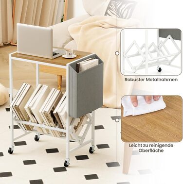 Регулятор для платівок COSTWAY з полицями для платівок та журналів, білий