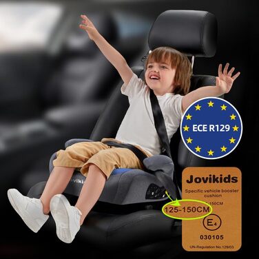 Дитяче сидіння-бустер Jovikids дитяче ISOFIX, бустер ECE R129 група 2/3 (приблизно 15-36 кг), потовщений тканинний чохол і адаптер Isofix, легко миється (синій)