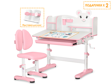 Комплект меблів (стіл + стілець + полиця) Mealux BD-29 Panda XL Pink (арт. BD-29 PN)