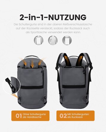 Спортивна сумка LOVEVOOK для чоловіків з відділенням для взуття, 65L, сіро-чорна