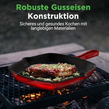 Сковорода-гриль NutriChef 30x43 см з чавуну з антипригарним покриттям, для стейків, з насадками для збору жиру, ідеальна для хрусткої обсмажки