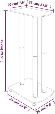 Стійка для динаміків 2 шт. , Стійка для динаміка з 3 колонками, Нековзні ніжки, Загартоване скло (Срібло)