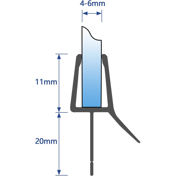 Заміна ущільнювача душових дверей Meykoers Прокладка для душу 60 см 2 шт. , відривна прокладка для підлоги Захист від бризок Ущільнювальний трубопровід з дефлектором води для душової кабіни Душова сітка з товщиною скла 4-6 мм (100 см для 4-6 мм)