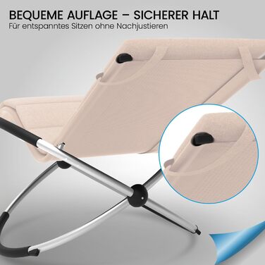 Крісло-гойдалка ELONEO для вулиці з кишенею, крісло-релакс до 180 кг, стійке до погодних умов, для саду та балкону (з подушкою, кремовий/кремовий)