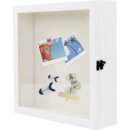 Дерев'яна рамка для фотографій Muzilife 3D 30x30 см білого кольору зі склом квадратна вітрина для заповнення із задньою стінкою Коробка пам'яті Shad