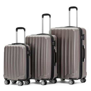 Набір валіз Beibye TSA 2080 з подвійними колесами, 3 шт. (колір: кава, комплект)