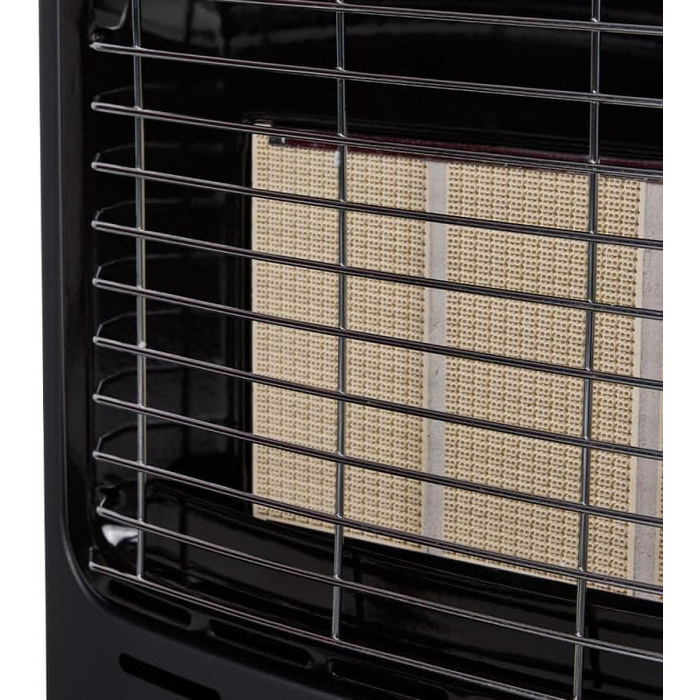 Газова додаткова піч Favex 8630047 – готова до використання з шлангом та редуктором – інфрачервовий керамічний нагрівач – 3 режими потужності до 40 м² – сталь, чорний колір