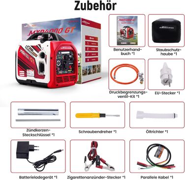 Інверторний генератор maXpeedingrods 2000W: бензиновий, 4-тактний, з USB та 230V, цифровий дисплей, для кемпінгу та подорожей, з App-керуванням (MXR4000GT)