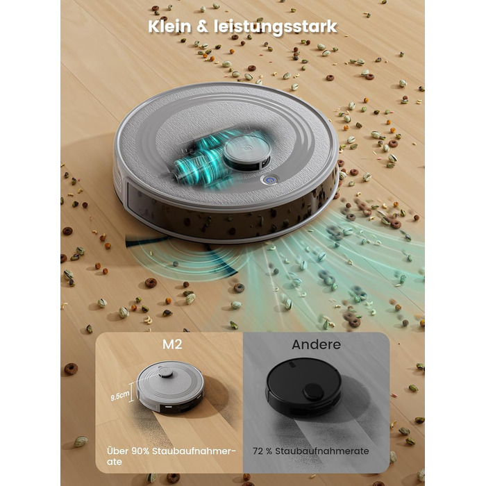 Робот-пилосос LEFANT M2 з функцією миття, 6000Pa, LiDAR-навігація, зони заборони, керування через APP/Alexa, для шерсті тварин, килимів та твердих підлог