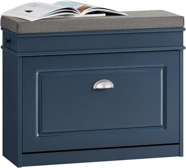 Полка для взуття SoBuy з подушкою для сидіння та місцем для зберігання, вузька, 60x51x24 см, FSR82-K-HG (довга, блакитна)