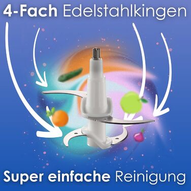 Електричний подрібнювач потужний Multizerkleinerer Blitzhacker 500W 1.8л зі скляною чашею - універсальний кухонний комбайн для приготування дитячого харчування, горіхів, овочів, фруктів та м'яса