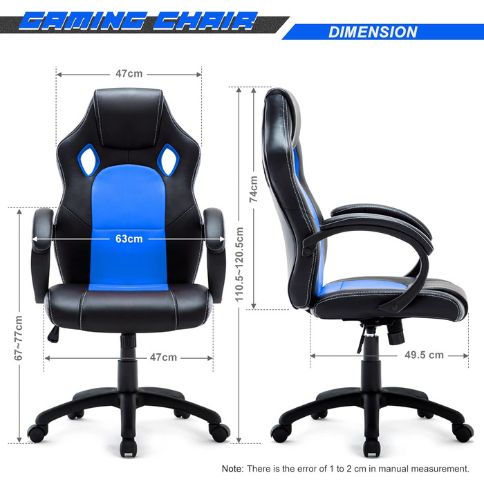 Інтимне ігрове крісло WM Heart Ергономічне шкіряне крісло PC Racing Executive Chair (синій)