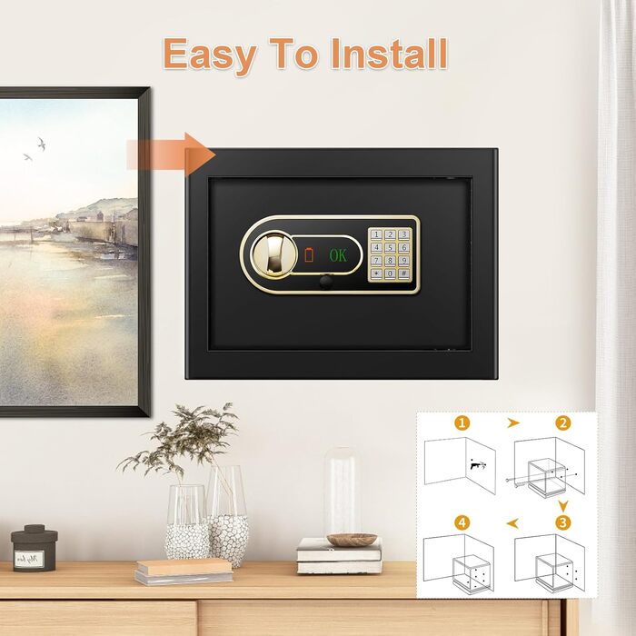 Пожежостійкий сейф Safe Tresor 25L з висувним ящиком та відділенням для батарей, для грошей, ювелірних виробів, документів