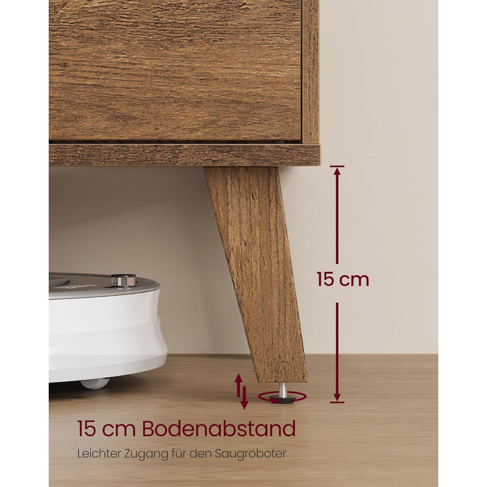 Тумба під телевізор VASAGLE LTV556K01, 147 см, для ТВ до 65 дюймів, колір медовий браун, стиль перехідний