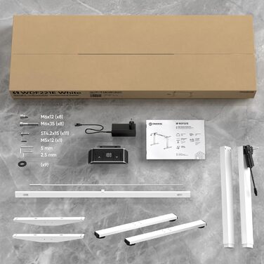 ONKRON Електричний регульований стіл-рама, чорний (Wdf221e-w), до 70 кг, 120-170 см