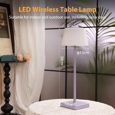 LED лампа Aigostar на акумуляторі, торшери бездротові, торшер з сенсорним керуванням, регулювання яскравості, 3 колірні температури, нічник IP54 вологостійкий для дому та саду, спальня, вітальня, ресторан, сад - (фіолетовий)