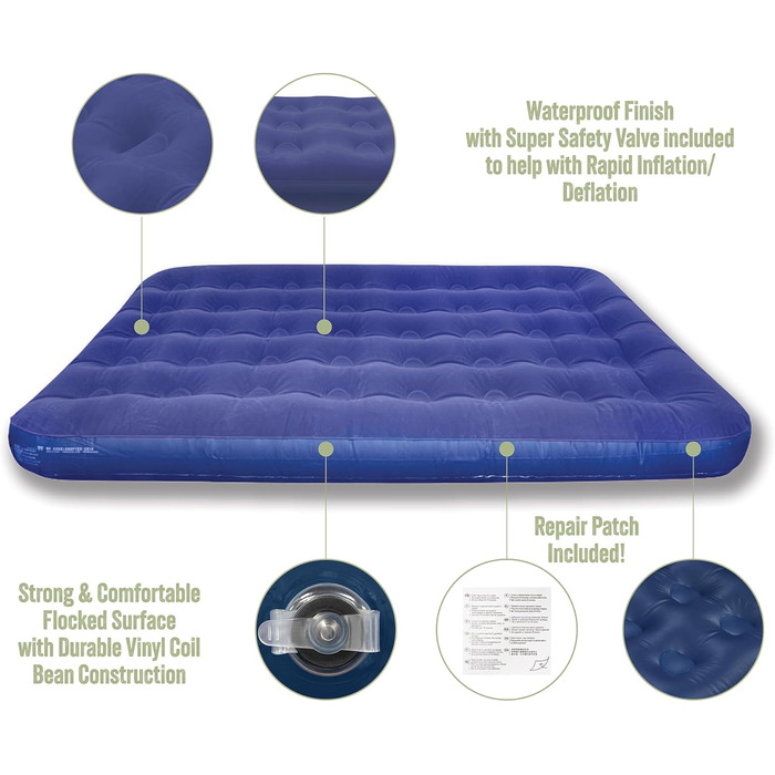 Надувна повітряна матрац для двох Milestone 88010 з флокуванням - для кемпінгу та відпочинку